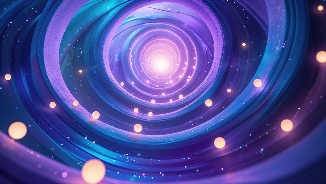 Whirling Cosmic Vortex Tunnel with Glowing Orbs