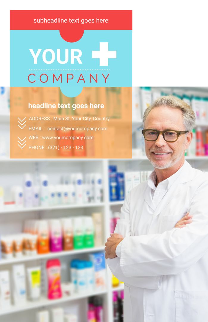 Senior Pharmacist Proudly Consulting in Modern Pharmacy - Download Free Stock Templates Pikwizard.com