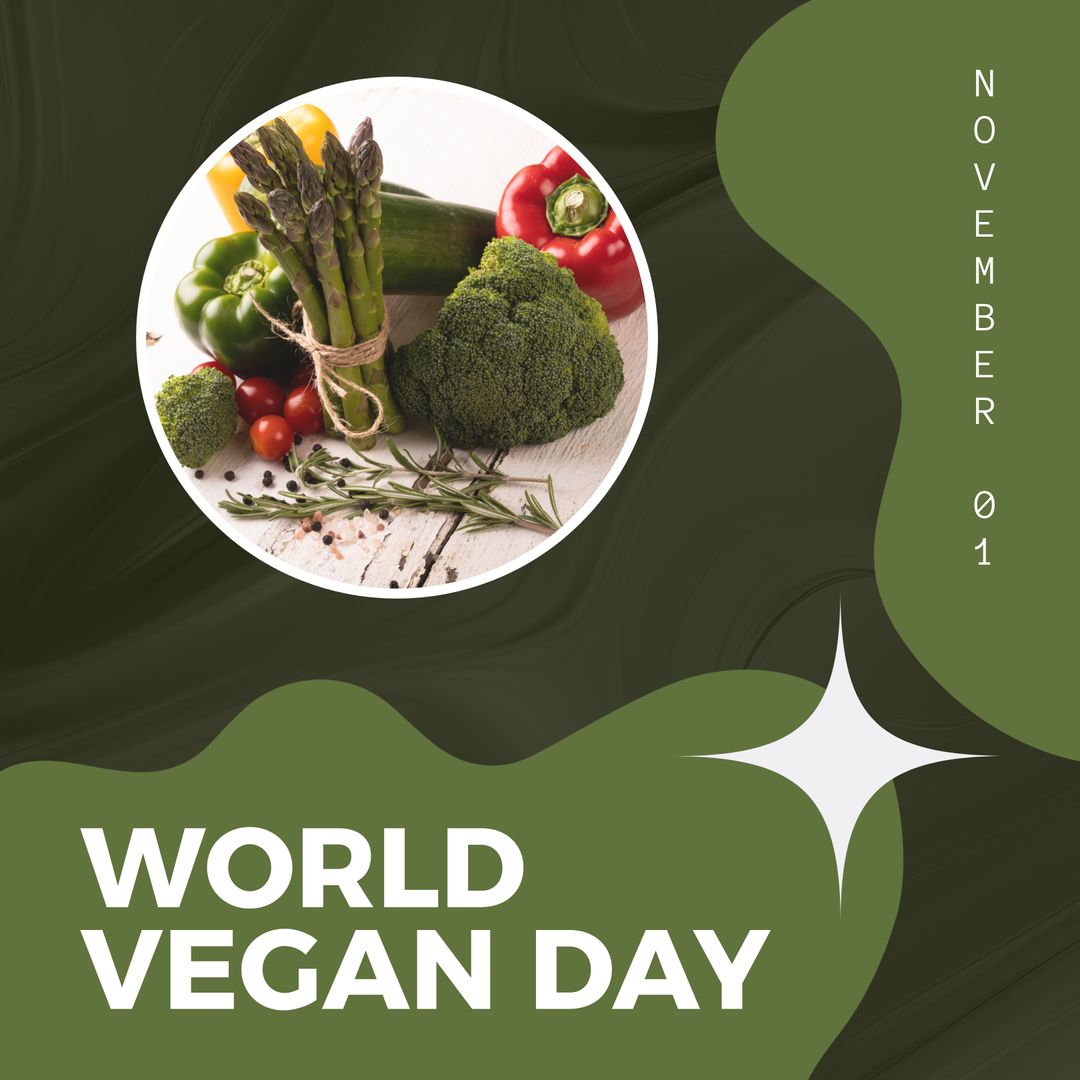 World Vegan Day Celebration with Fresh Vegetables Illustration