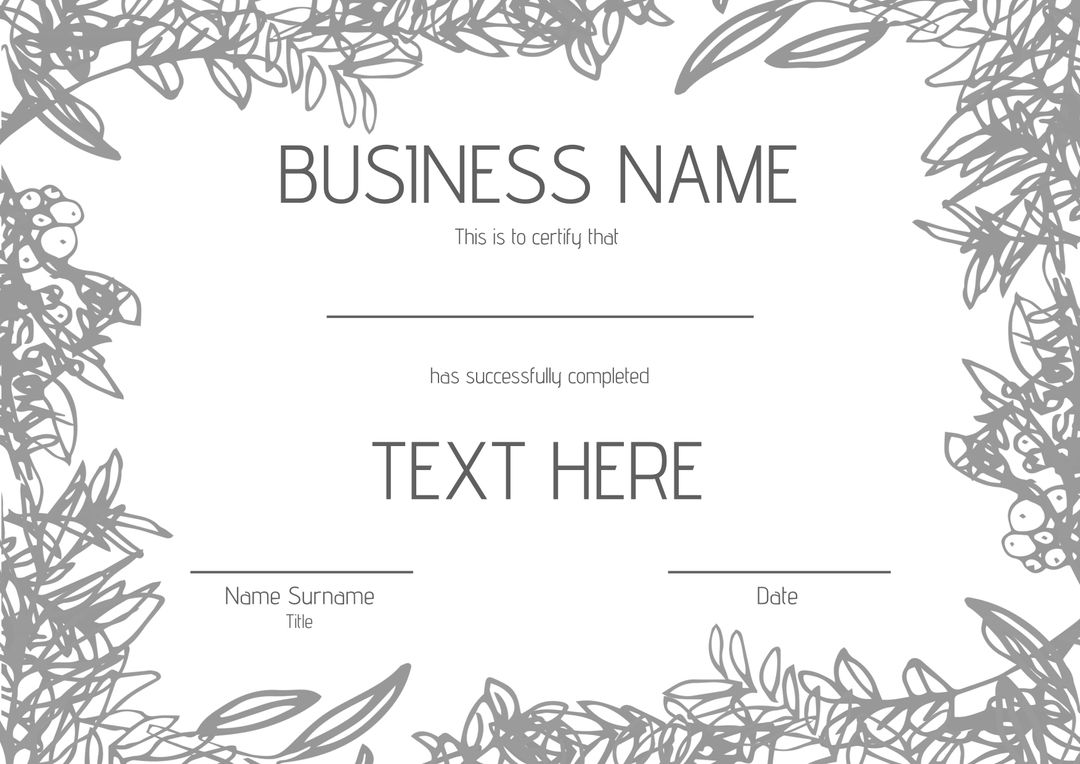 Elegant Certificate Template with Botanical Border for Various Recognitions - Download Free Stock Templates Pikwizard.com