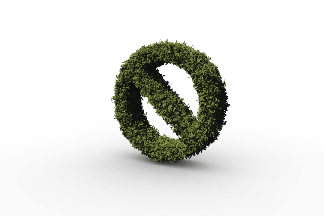 Transparent Grass-Covered Negation Symbol Isolated