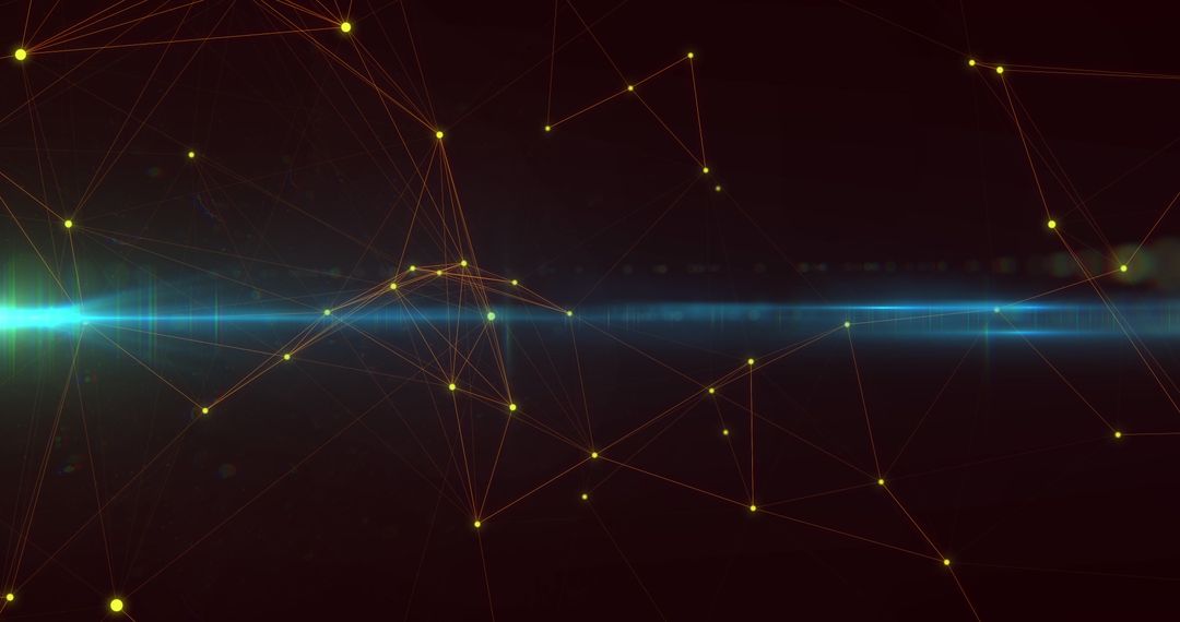 Network of Connections with Digital Glowing Lines on Dark Background
