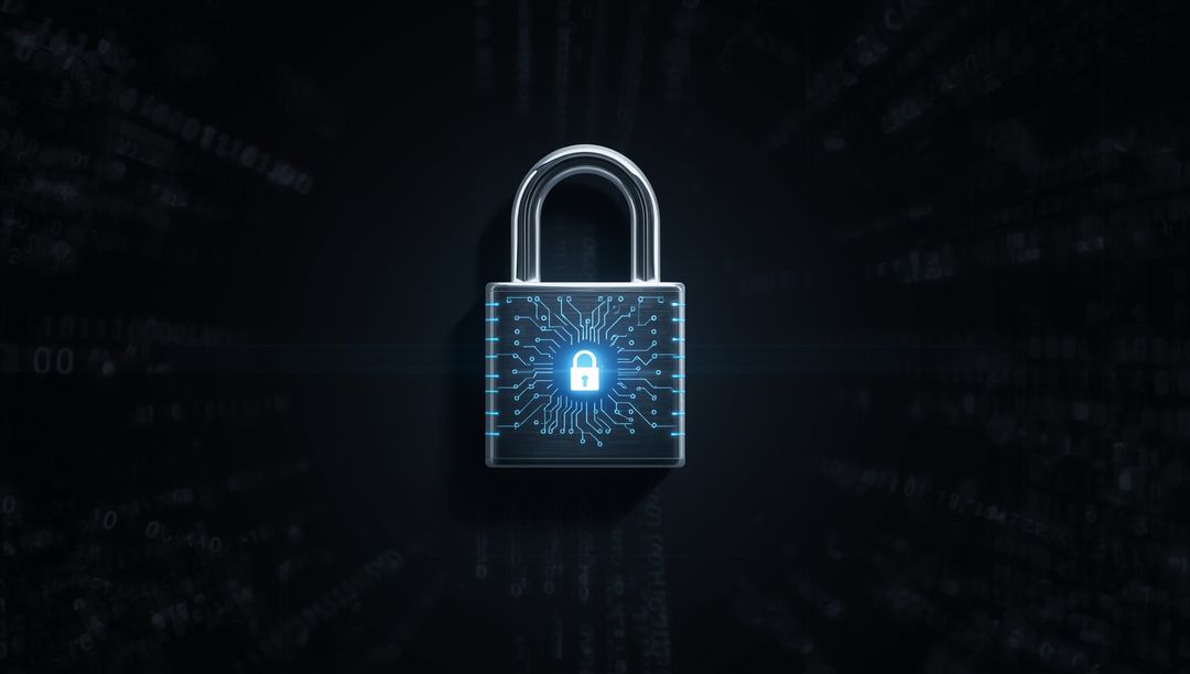 Futuristic Padlock Symbolizing Digital Security and Cyber Protection