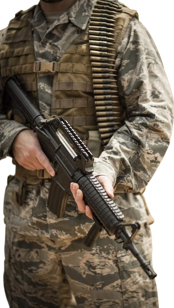 Mid Section of Military Soldier Standing with Rifle Transparent - Download Free Stock Images Pikwizard.com