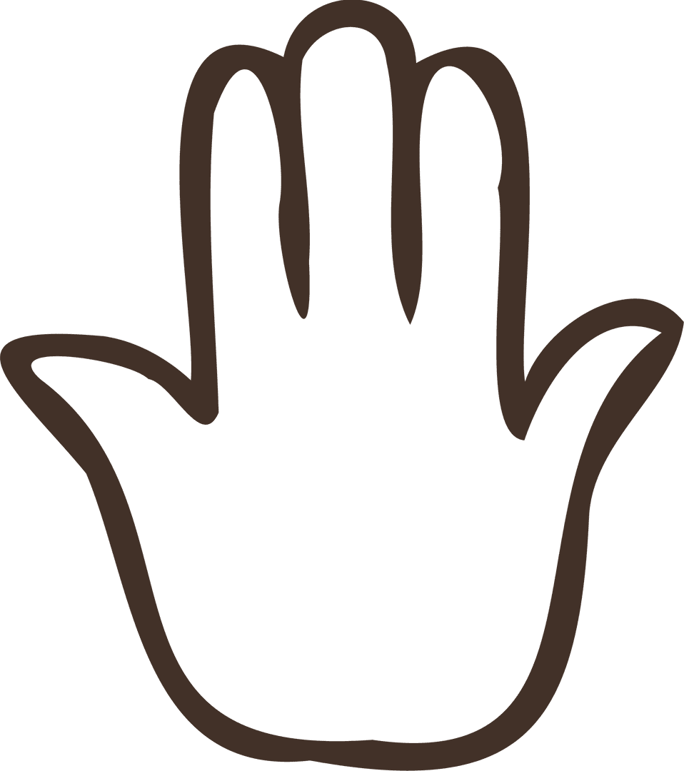 Minimalist Brown Hand Outline on Transparent Background