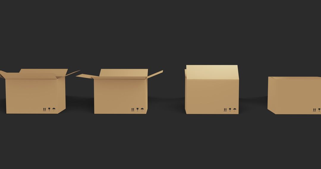 Cardboard Boxes Unfolding for Shipping on Dark Background