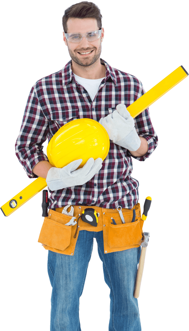 Confident Handyman with Transparent Background