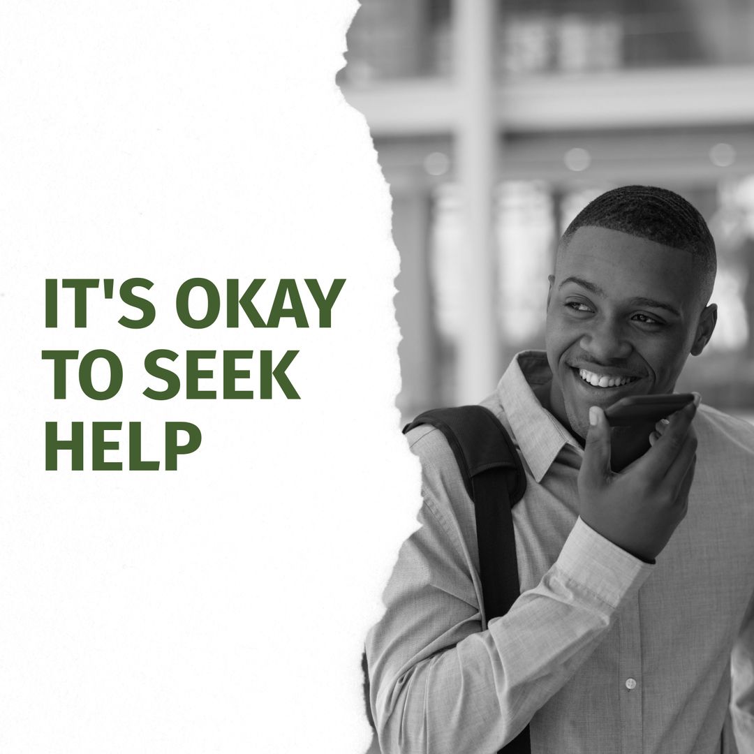 Smiling Man Seeking Support Over Phone Call