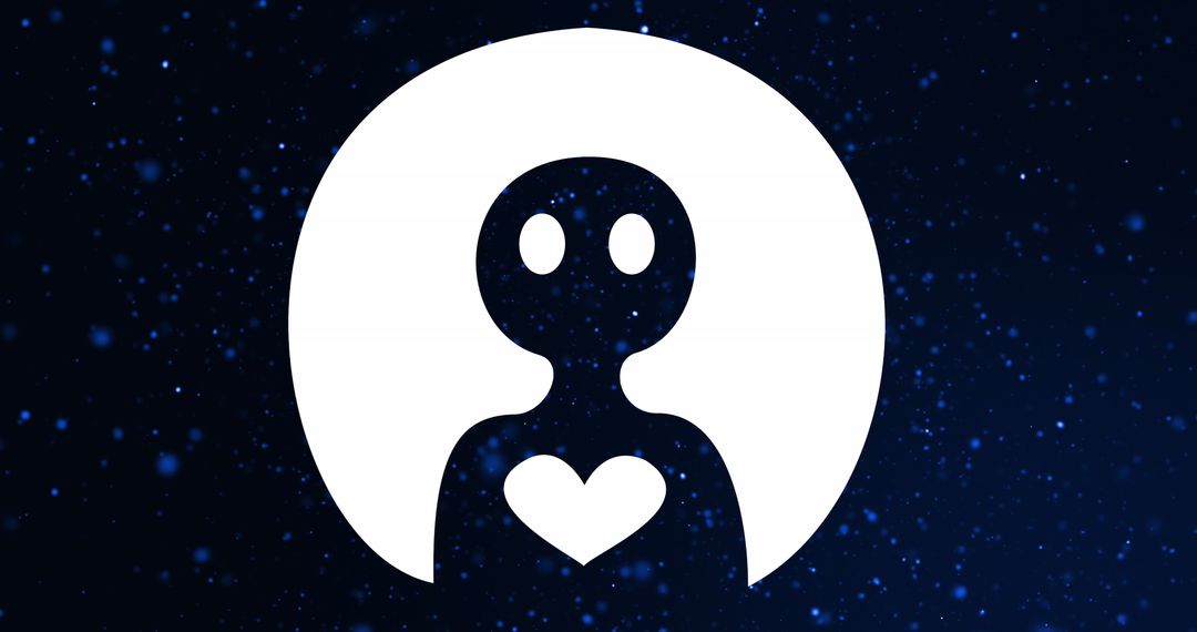 Social Media Concept with Heart Icon on Starry Background