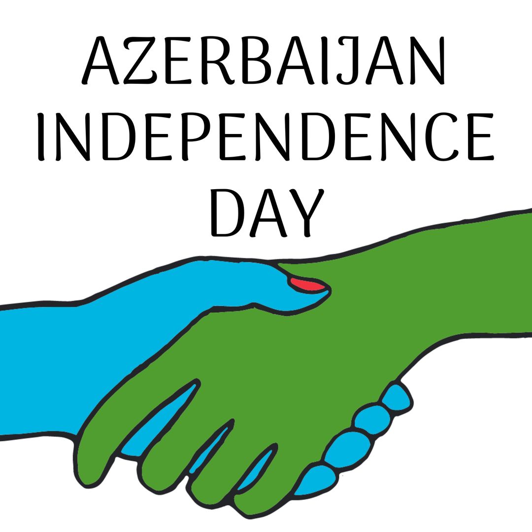 Azerbaijan Independence Day Handshake Graphic Symbolizing Unity