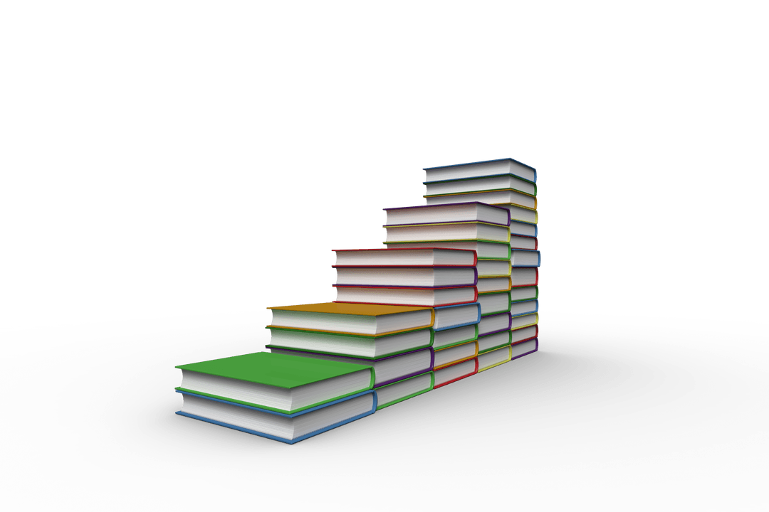Colorful Books Stack on Transparent Background