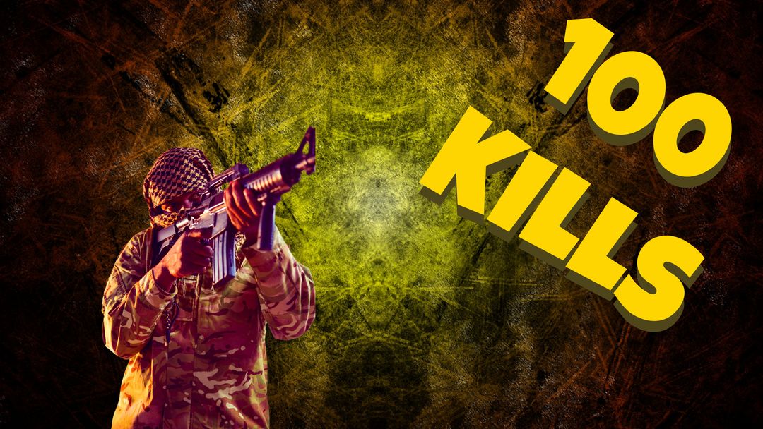 Soldier Avatar Gaming Triumph with 100 Kills Achievement Banner - Download Free Stock Templates Pikwizard.com