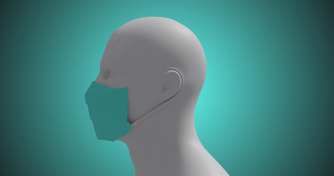 3D Human Model Wearing Face Mask on Blue Background - Free Images, Stock Photos and Pictures on Pikwizard.com