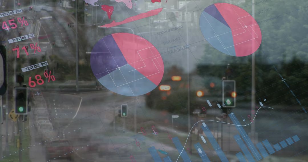 Statistical Data Visualization Against City Traffic Background