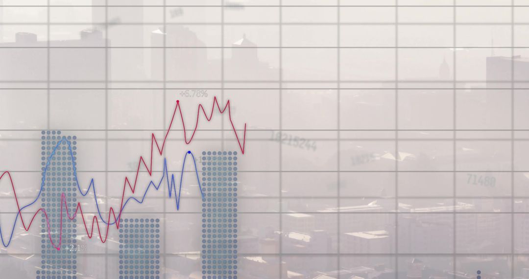 Finance Data Visualization in Urban Cityscape Background