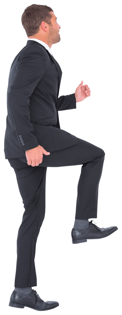 Transparent Businessman Confidently Walking Forward