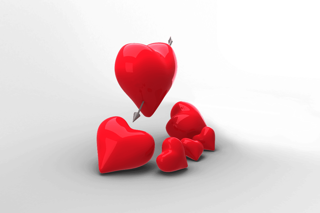 Red Hearts Illustrating Love and Romance with Transparent Background