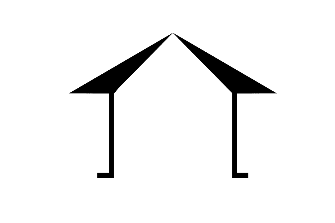 Transparent House Shape with Reflective Black Figures