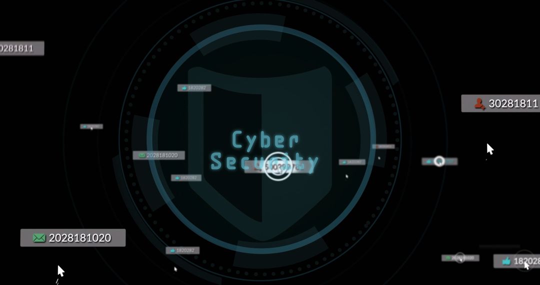 Cybersecurity Overlay with Digital Icons and Global Scope