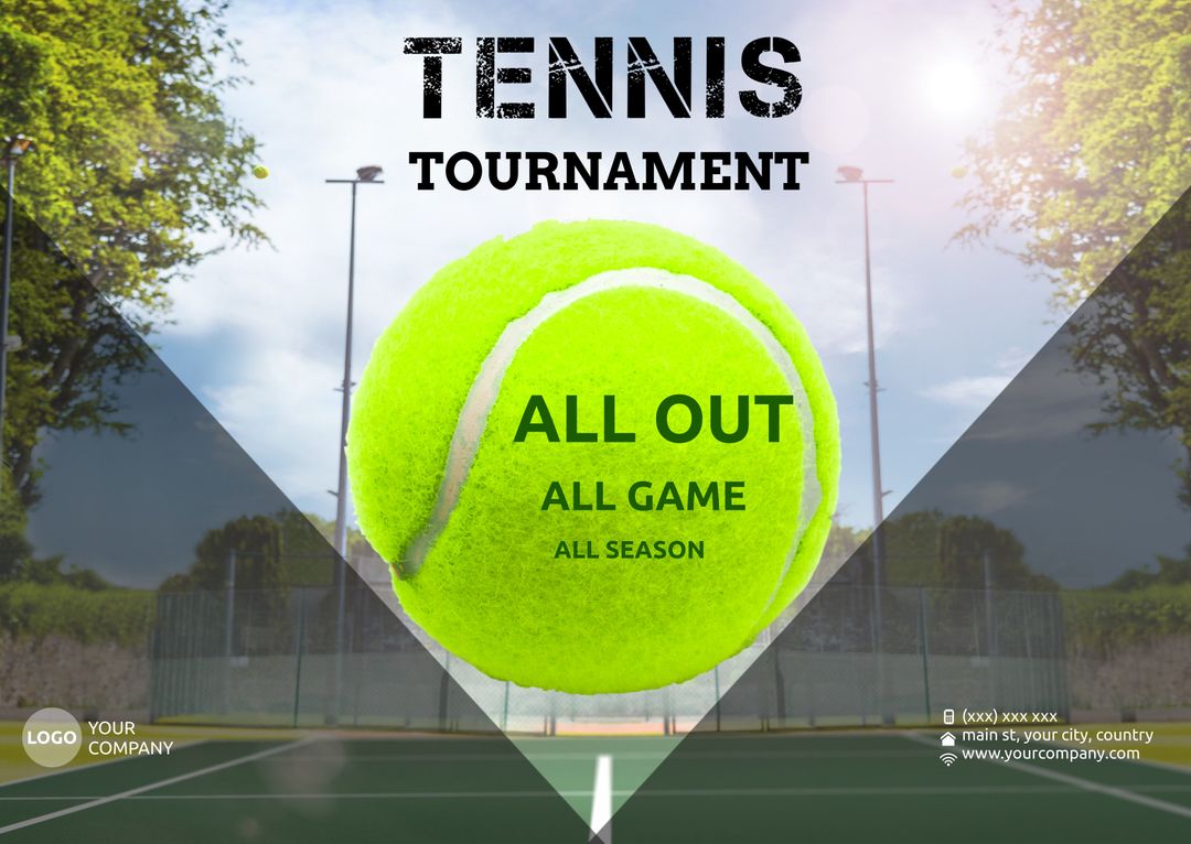 Vibrant Tennis Tournament Promo Banner with Strong Visual Appeal - Download Free Stock Templates Pikwizard.com