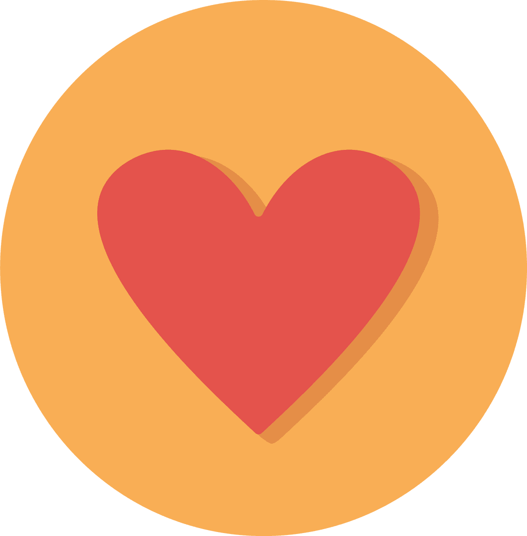 Stylized Red Heart Icon on Transparent Circle Background