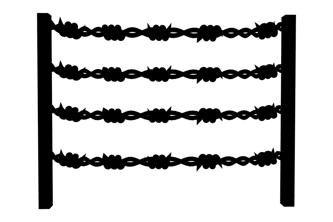 Transparent Wire Fence Silhouette Isolated on White Background