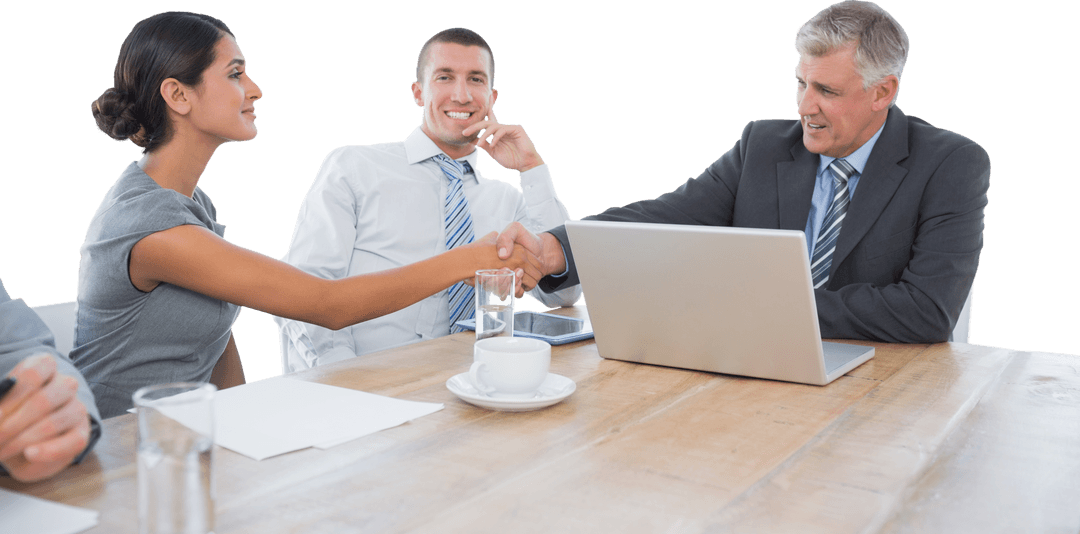 Smiling Businesspeople Shaking Hands Transparent Background