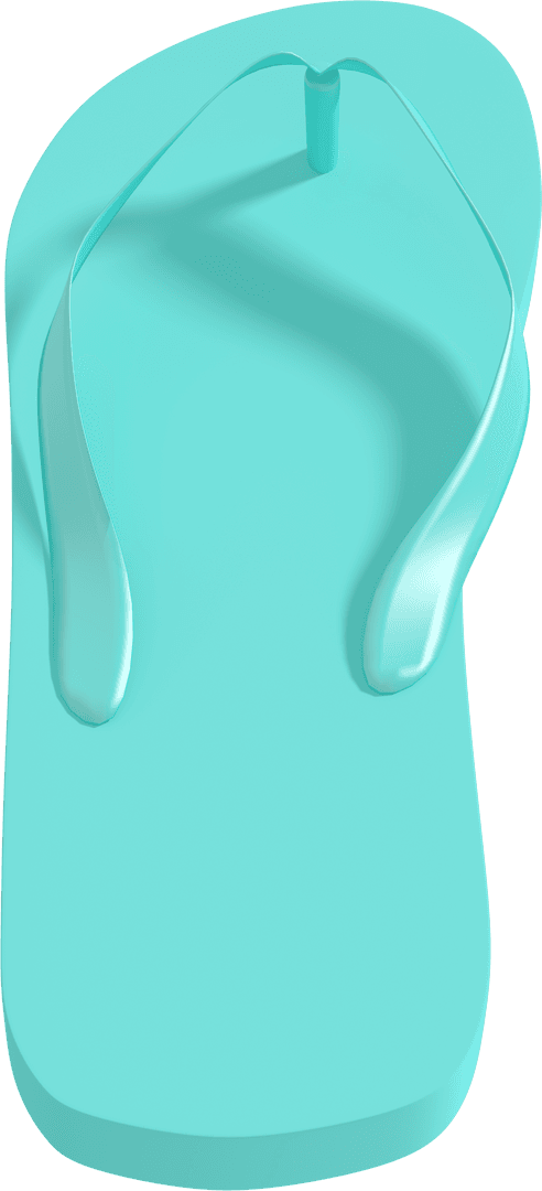 Turquoise Beach Flip Flop on Transparent Background for Summer Apparel