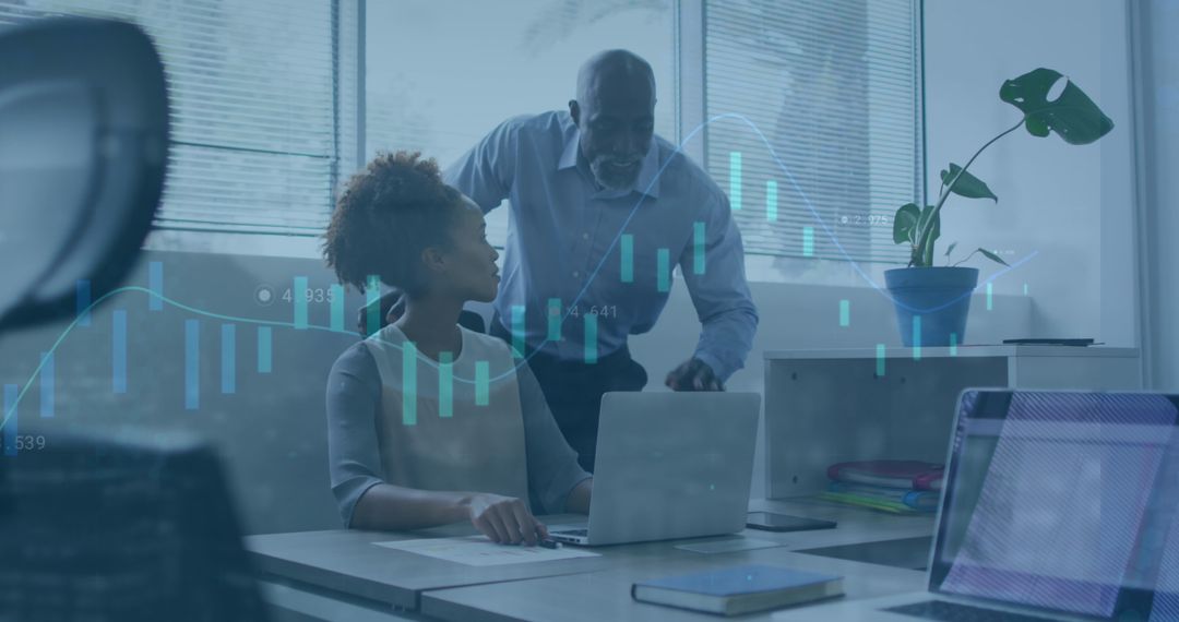 Diverse Coworkers Analyzing Stock Market and Business Reports