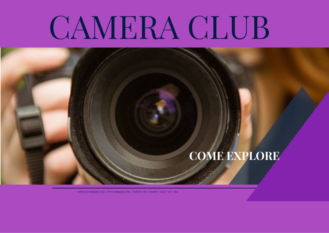 Camera Club Poster with Lens Promoting Photography Courses - Download Free Stock Templates Pikwizard.com