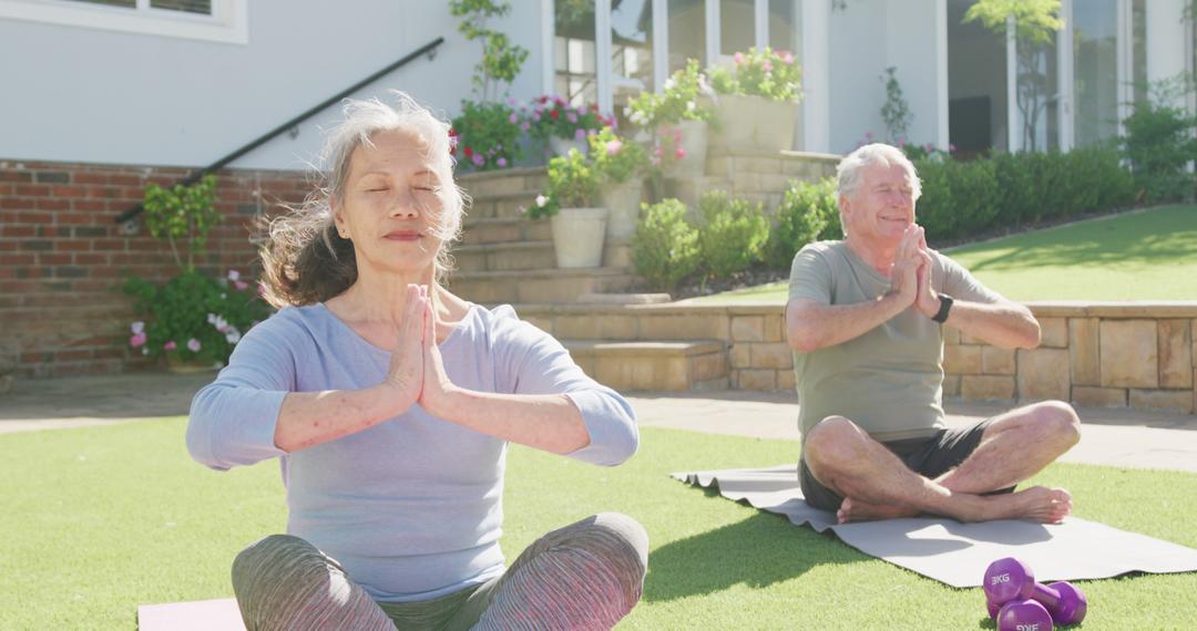 Senior Couple Meditating Outdoors for Active Lifestyle - Free Images, Stock Photos and Pictures on Pikwizard.com