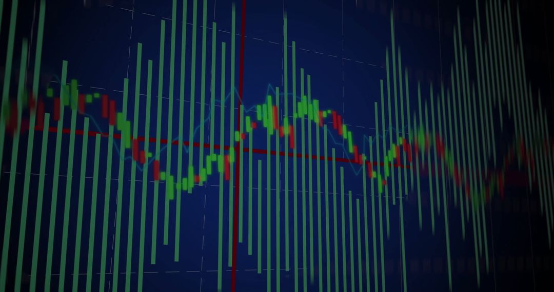 Abstract Financial Chart with Dynamic Green Bars and Red Line