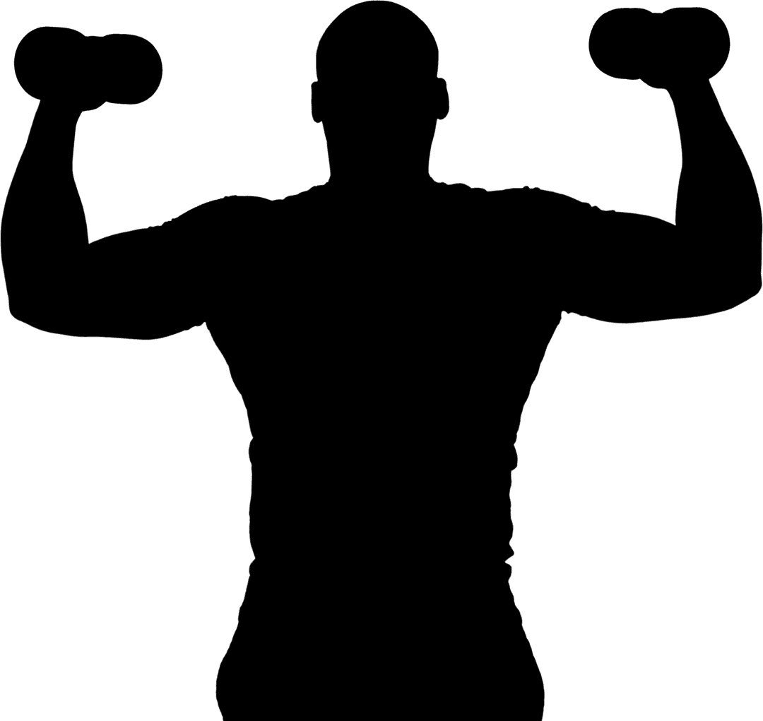 Transparent Silhouette of Man Lifting Dumbbells Vector Art