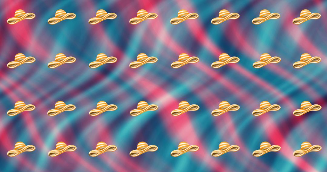 Vibrant Yellow Sunhats Pattern Over Colorful Abstract Background
