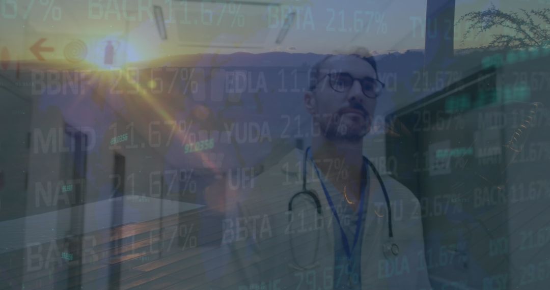 Medical Professional Analyzing Data at Sunset