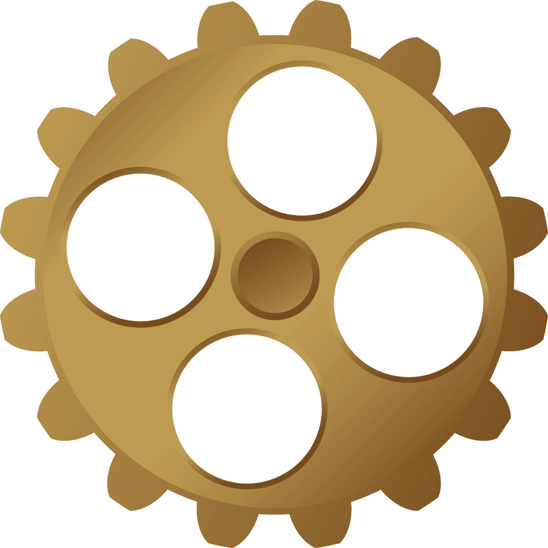 Golden Gear with Transparent Background for Engineering Themes