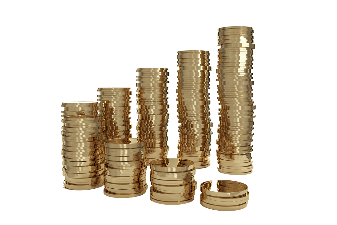 Transparent Background with Stacks of Gold Coins Displaying Wealth and Prosperity - Download Free Stock Images Pikwizard.com