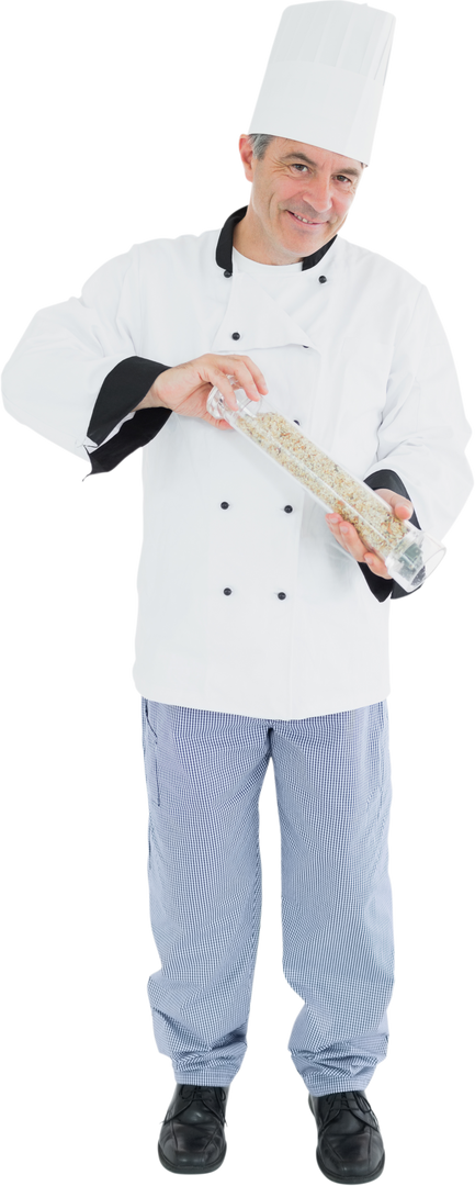 Transparent Cheerful Chef Holding Pepper Mill Ensemble - Download Free Stock Images Pikwizard.com