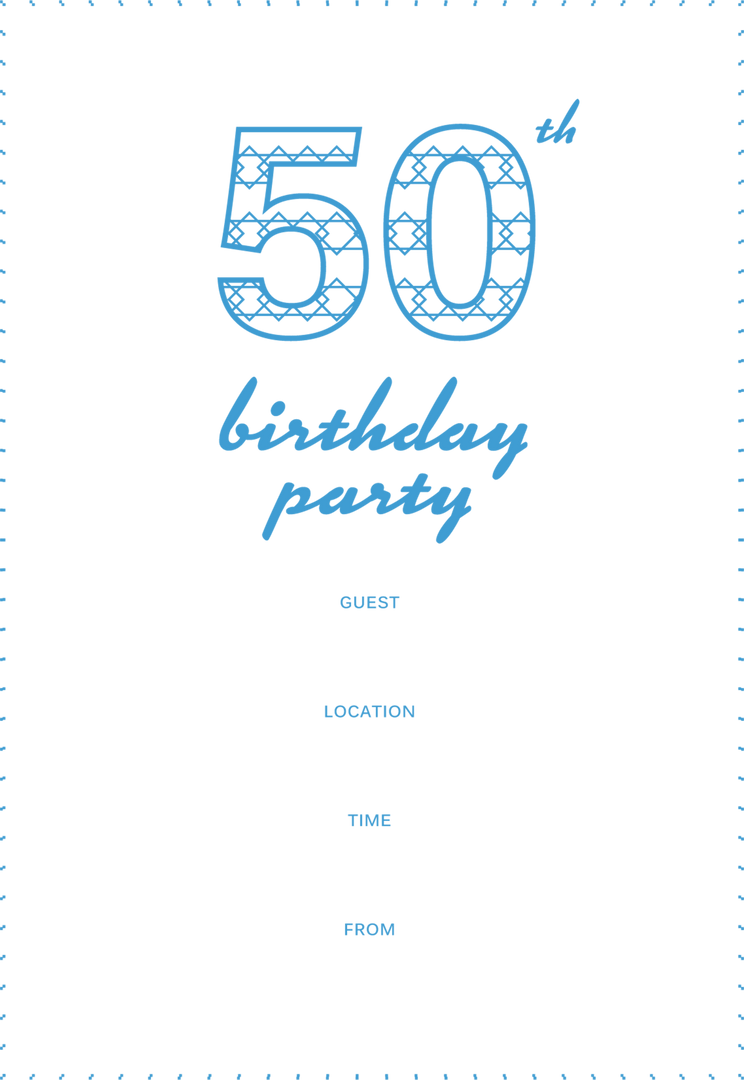 50th Birthday Party Invitation Design in Blue on Transparent Background - Download Free Stock Images Pikwizard.com