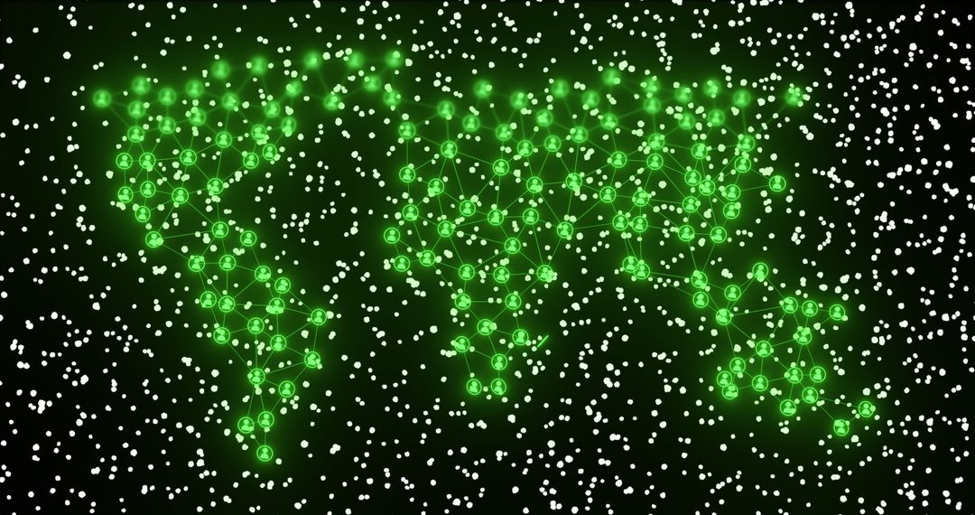 Global Digital Network with World Map and Connections