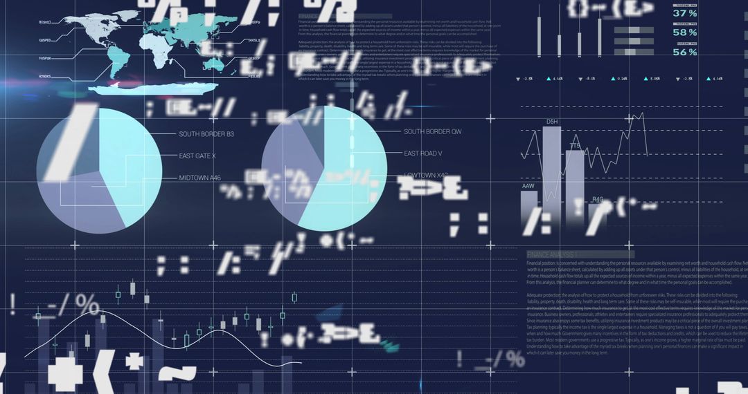 Global Financial Data Visualization with World Map and Charts