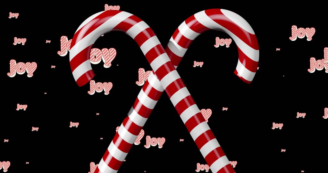 Festive Candy Canes with Joy Text on Black Background - Free Images, Stock Photos and Pictures on Pikwizard.com