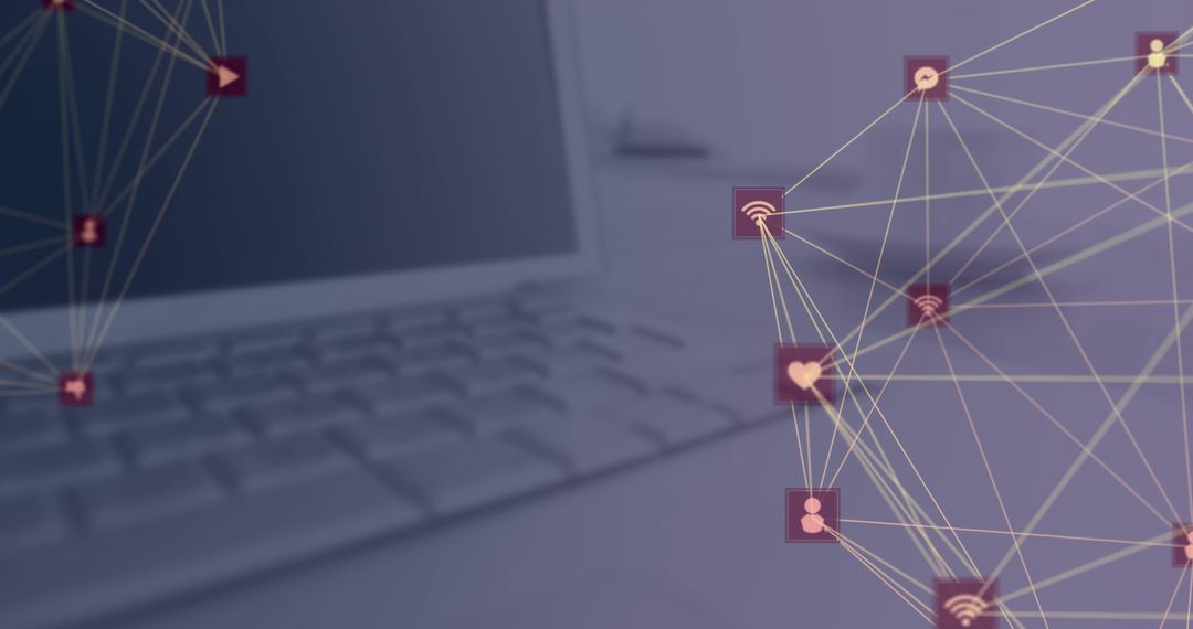 Global Digital Network with Laptop in Background