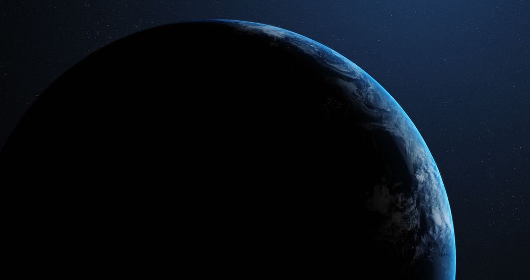 Distant View of Planet Earth from Space with Night Shadow