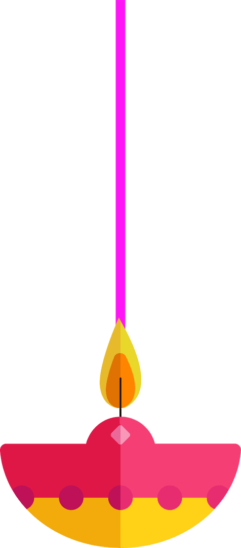 Floating Diwali Lamp with Vibrant Pink Wick on Transparent Background