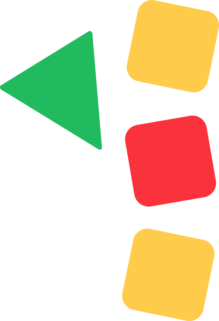 Geometric Abstract Design with Green Triangle and Colorful Squares, Transparent