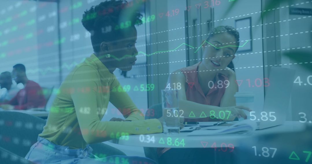 Diverse Professionals Analyzing Digital Financial Trends in Office