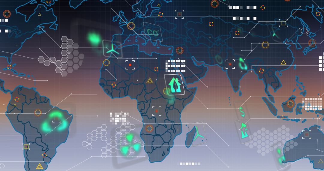 Innovative Digital Map with Global Heatmap and Eco Icons