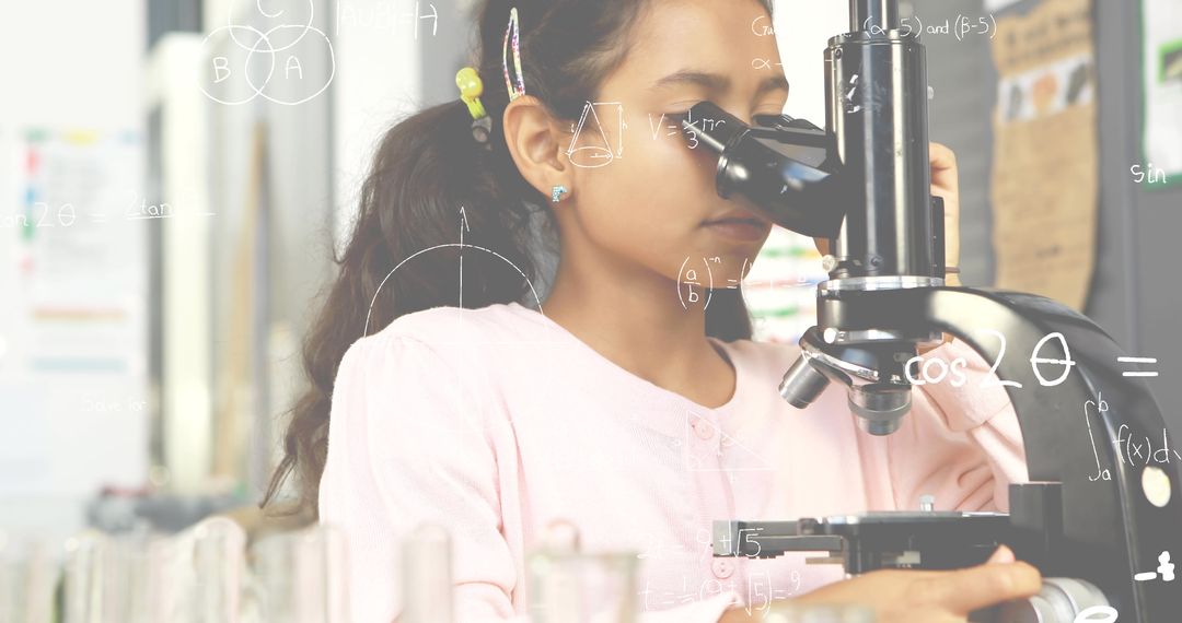 Curious Girl Engaging in Scientific Research Using a Microscope - Free Images, Stock Photos and Pictures on Pikwizard.com