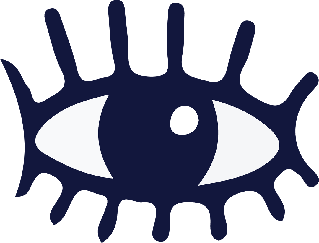 Abstract Eye Icon Featuring Bold Spiky Eyelashes on Transparent Background